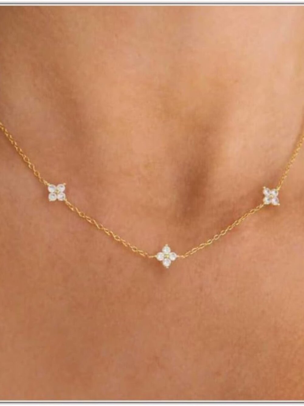 Dainty Silver Gold Necklaces for Women Cute Station Choker Simulated Diamond Nec